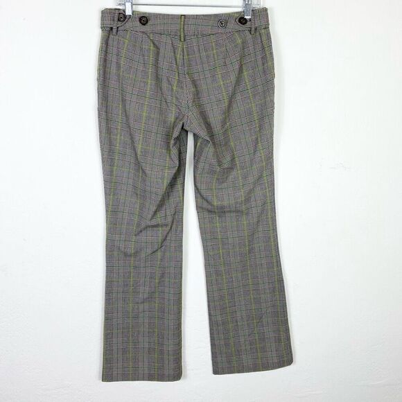 Vintage y2k Mossimo Grey & Green Plaid Low Rise Flare Leg Trouser Pants Size 4 - Picture 4 of 6